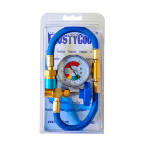 FrostyCool 134a Charging Hose with Gauge, Can Tap & Low Side Quick Connect